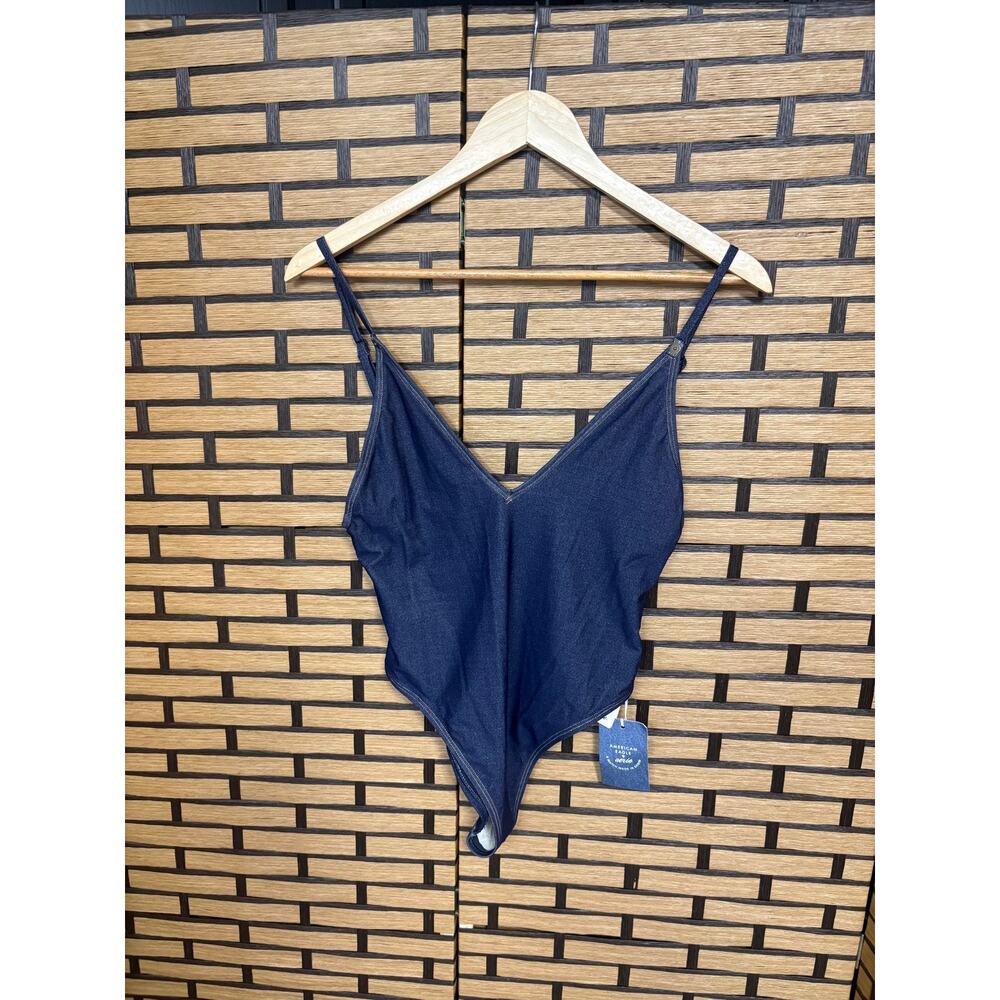 American Eagle Denim‎ Blue One Piece Cheeky Swimsuit Size Small